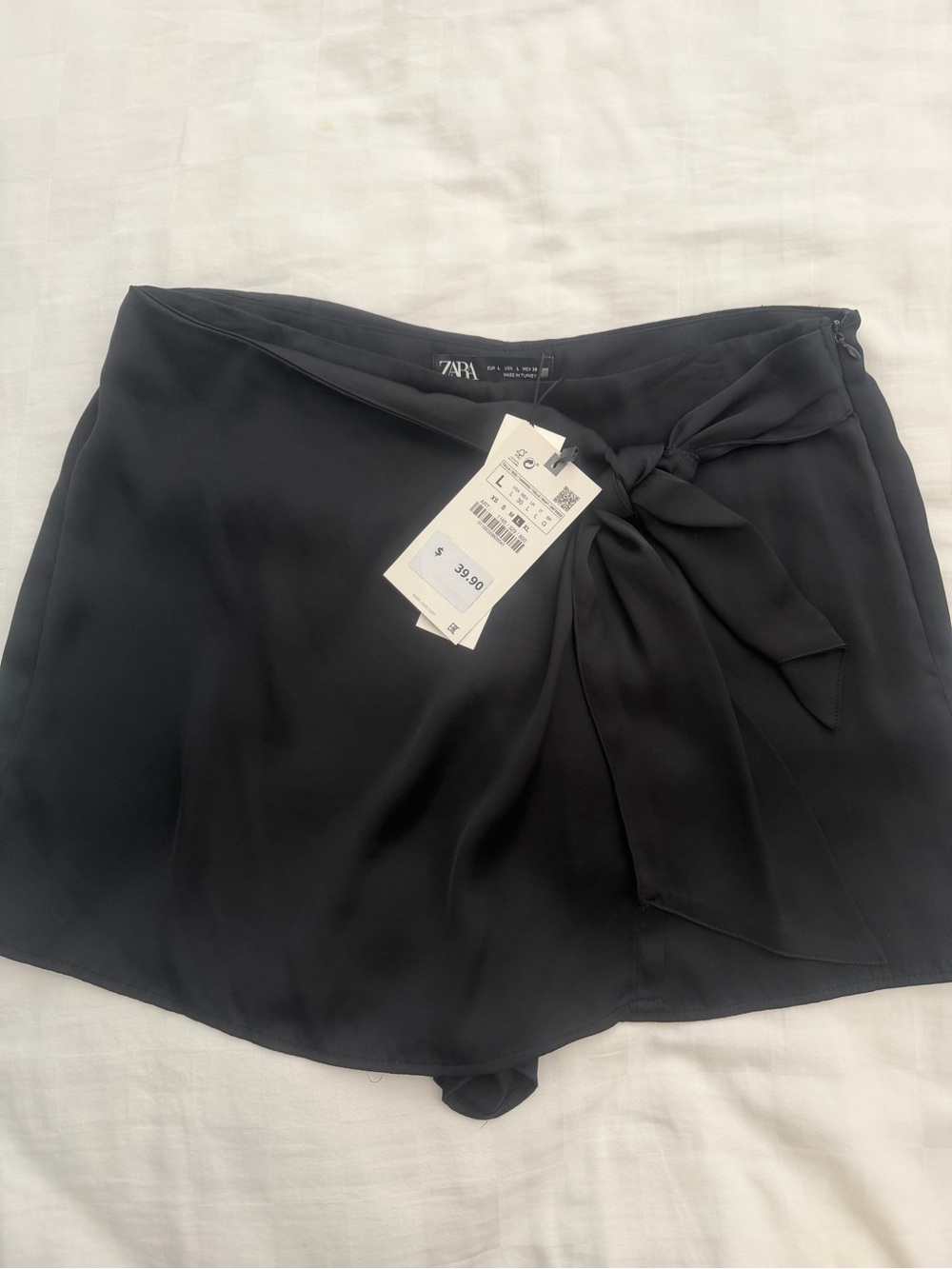 Zara Black Tie-Front Skort
